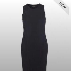 All Saints Black Sleeveless Sheath Midi Dress